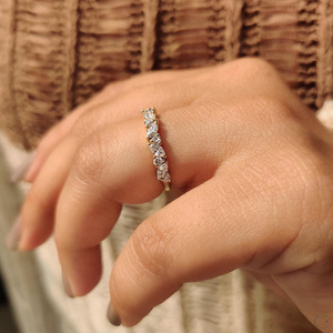 Fancy Lab Diamond Half Eternity <b>Ring</b> Weeding Engagement <b>Stacking</b> Band 14k Solid Gold at Affordable Rate Cluster Design Trendy - Product Image 2