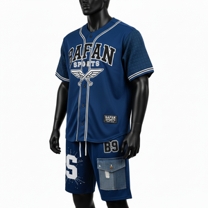 Ensemble de shorts de baseball pour hommes, respirant, en polyester, avec empiècements matelassés en mesh et broderie en twill, logo personnalisé pour ensemble de shorts homme - Product Image 4