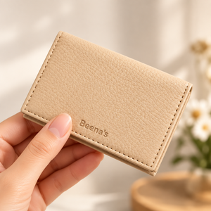 Beige Microfiber <b>Fabric</b> Bifold <b>Wallet</b> Slim Card Holder Minimalist Waterproof Gift for Unisex - Product Image 1