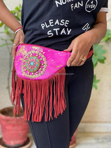 Hand Stitched Cowhide Metallic Fur Leather Hip Bags Multi Color Hip <b>Pockets</b> <b>Belts</b> Waist <b>Pocket</b> <b>Belt</b> Fringe Cow Hair Fringe <b>Belts</b> - Product Image 2