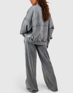 Ensemble haut et bas en tricot décontracté pour femmes, style streetwear d'hiver haut de gamme, avec capuche, cardigan et pantalon - Product Image 5