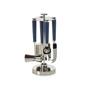 Juego de herramientas de barra de acero inoxidable con mango azul para coctelería profesional, bares domésticos, fiestas y servicio de bebidas de lujo desde India. - Product Image 6