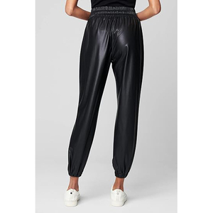 Pantalones de Cuero para Mujer, Cintura Alta, Corte Regular, Elásticos, de Piel Sintética, Rectos, Casuales, Transpirables y Ecológicos - Product Image 3