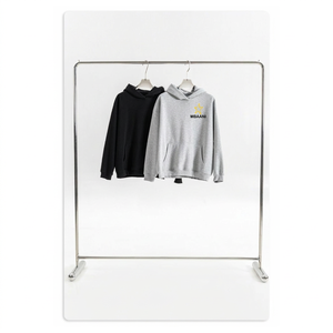 Sweat-shirt à capuche gris MBAANI, coupe classique, couleur unie, logo sur le devant, vêtement décontracté pour l'automne, 100% coton molletonné, sweat-shirt à capuche unisexe - Product Image 6