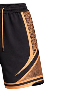 Shorts de basketball pour hommes noir et orange, respirants, séchage rapide, pour entraînement sportif, gym, course à pied, athlétiques, taille élastique, fabricant - Product Image 2