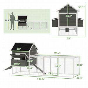 Pollaio in Legno Grigio Scuro, Gabbia per Polli - Product Image 6