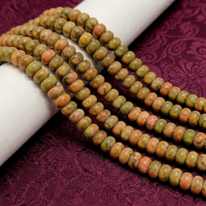 Jaunty MGB-229 8mm Zed Unakite Rondelle Gemstone Loose Natural <b>Stone</b> <b>Beads</b> for Jewelry Making Diy Accessories - Product Image 1