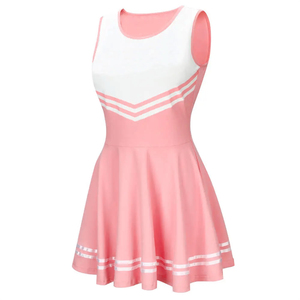 Uniforme de cheerleading OEM pour femmes, design personnalisé, polyester, séchage rapide, costume d'équipe, haut sans manches, jupe, strass, sports scolaires - Product Image 5