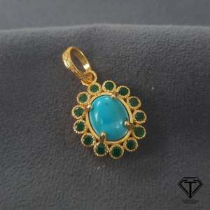 Pendentif Cœur en Diamant Pavé et Turquoise, Breloque Thème Bijoux pour Créations Artisanales - Product Image 1