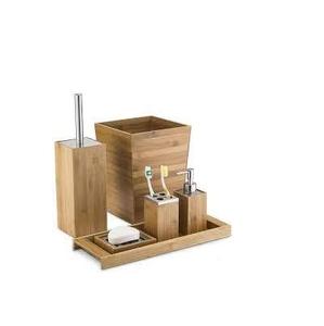 New Arrival Wooden Bathroom Accessories Set with Soap Dispenser Toothbrush Holder For Spas Hotels Bathroom Organizer Wholesale - Product Image 2