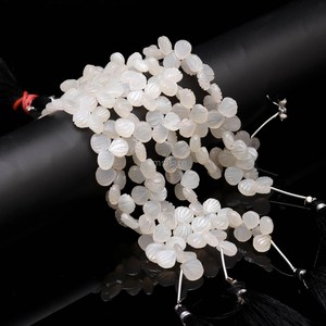 Cuentas de Piedra Lunar Blanca Natural Talladas en Forma de Concha de 9-10MM, Cuentas de Piedras Preciosas Talladas a Mano con Perforación Lateral, Cuentas Sueltas de Piedra Lunar Blanca para Joyería - Product Image 6