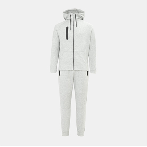 Conjunto de Sudadera con Capucha y Pantalón de Chándal Beige con Logotipo Personalizado al por Mayor para Hombre, Sudadera con Cremallera Completa, Traje de Jogging Ajustado de Forro Polar Pesado 400 GSM - Product Image 6