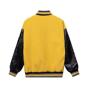 <b>Jackets</b> With Leather Sleeves Wholesale <b>Long</b> Sleeve Leather Windproof Quilted <b>Men</b> Varsity <b>Jacket</b> - Product Image 1