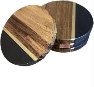 Sous-verres en bois faits à la main, rustiques, en bois massif, écologiques, protection de table - Product Image 5