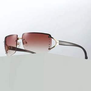 Gafas de Sol Sin Montura de Moda para Mujer, Estilo Europeo y Estadounidense, Gafas Cóncavas para Fotografía de Moda Urbana - Product Image 2
