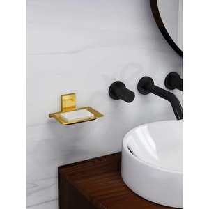 Porte-savon de salle de bain élégant en métal, support en acier inoxydable avec dossier surélevé - Product Image 4