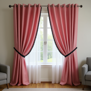 Carnace 4x9 Feet Modern Geometric Floral Linen <b>Window</b> <b>Curtain</b> Pleated and Pinch Pleat Blackout Feature for Home or Hotel Use - Product Image 3