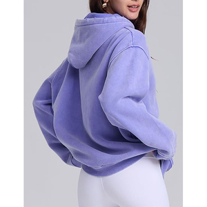 Royal Purple Acid Wash Hoodie Oversized Vintage Pullover Streetwear <b>Fleece</b> Sweatshirt Men Women Distressed Hooded <b>Jacket</b> - Product Image 3