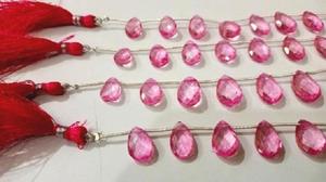 Perles de topaze rose naturelle de Londres, forme poire, facettées, graduées, 8 pouces - Product Image 3