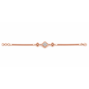18ct Rose Gold Clover <b>Flower</b> Diamond <b>Bracelet</b> for Women Floral Design Fine Jewelry Wedding Party Gift High Polish Finish - Product Image 2