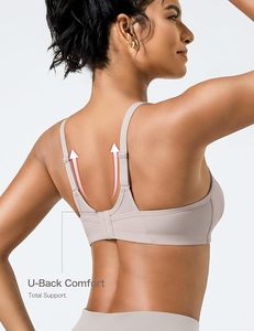 High Support Sports Bra Women Yoga Workout Soft Breathable Light <b>Pink</b> Fitness Top Gym Bra - Product Image 5