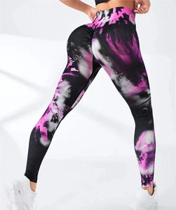Pantalones de yoga Tie Dye 2026 en stock, transpirables, para correr al aire libre, con efecto fruncido en los glúteos y cintura alta - Product Image 3