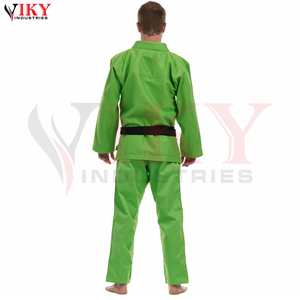 Traje de Judo Clásico Reforzado de Color Verde Sólido, Transpirable, 100% Algodón, con Corte Automatizado, para Artes Marciales - Product Image 3