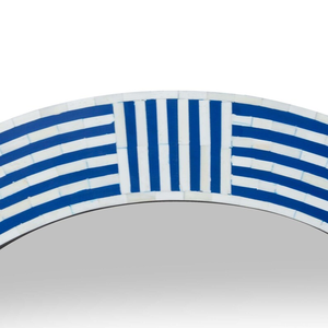 Espejo Redondo con Incrustaciones de Hueso y Rayas Azules — Espejo Decorativo de Pared Hecho a Mano - Product Image 5