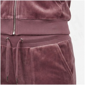 Women <b>Velvet</b> Hooded <b>Tracksuit</b> Set Full Sleeve Zipper Front Solid Color Casual Jogger Pants and Jacket Autumn Wear - Product Image 5