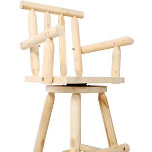 Sgabello da Bar Rustico in Legno di Abete con Ampio Bracciolo e Poggiapiedi, Sedia Alta da Bistrot per Sala da Pranzo e Cucina - Product Image 6