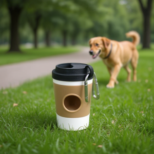 Dispensador de bolsas para excrementos de mascotas Yommy, estilo taza de café de 8 cm con mosquetón para perros - Product Image 3