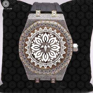 Montre de luxe unisexe Charm Jewells, boîtier en acier inoxydable, lunette sertie de diamants, cadran en cristal saphir, mouvement à quartz analogique, forme polygonale de 42 mm - Product Image 2