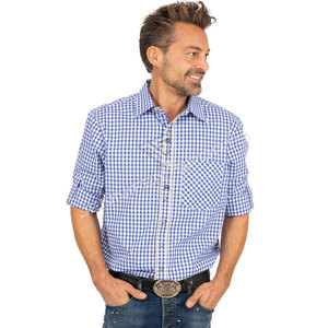 Costume pour homme, vêtements pour adultes, chemise bavaroise allemande pour l'Oktoberfest, tenue avec salopette, chemise 100% coton bleu et blanc - Product Image 4