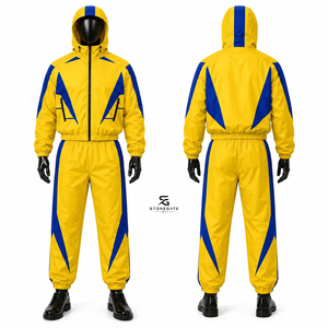 Ensemble de survêtement décontracté personnalisé à capuche coupe-vent uni, style cargo sport, créez votre propre tenue unisexe en polyester 2026 - Product Image 1