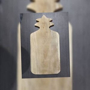 Round Wood Chopping <b>Board</b> With Handle Natural Finish Kitchen Cutting Block - Product Image 2