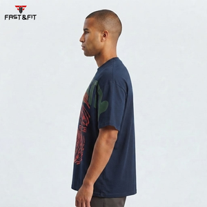 T-shirt pour homme en coton 100% imprimé sur mesure, qualité supérieure, manches courtes, tissu peigné 180g, écologique, respirant, coupe ample - Product Image 3