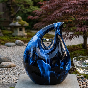 Blue Tear Drop Cremation Urn Heart <b>Memorial</b> <b>Keepsake</b> Urn 220 Cubic Inch Metal Ashes Cremation Urn Custom Design - Product Image 5