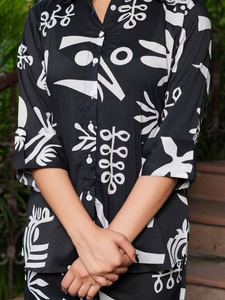 Ensemble deux pièces décontracté FATEMA FASHION FF302FN pour femme, imprimé numérique, coupe régulière, haut et bas, collection Printemps-Été, vente chaude - Product Image 2