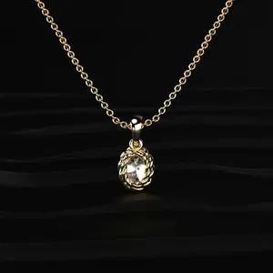 Pendentif solitaire en diamant de taille ovale, best-seller, en or, diamant de laboratoire, couleur D-E, clarté VVS-VS, IGI. - Product Image 5