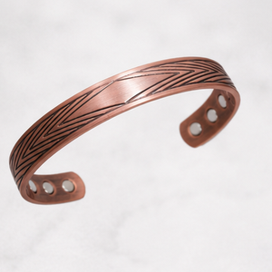 Traditional Ayurvedic Chevron Pattern Solid Copper Health Bracelet Fashionable Metal Jewelry Exquisite Embossed Design - Product Image 5