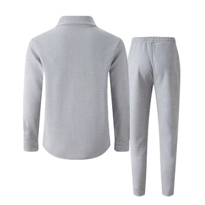 Conjunto de 2 Piezas para Hombre, Camisa de Manga Larga con Cuello Camisero y Pantalones con Cordón, Chándal Informal - Product Image 6