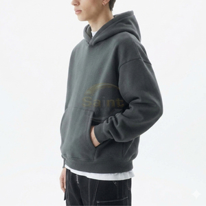 เสื้อฮู้ดดี้โอเวอร์ไซส์ผู้ชาย สไตล์ลำลอง พิมพ์ลายดิจิทัล ตัวอักษรพิมพ์ลาย กระเป๋าหน้า ผ้าฝ้าย 100% - Product Image 5