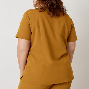 Ensemble de blouses et pantalons de travail pour femmes 2026, couleur moutarde, avec pantalon à cordon de serrage, uniforme d'hôpital, tissu tissé en coton et polyester, haut à col en V et pantalon de jogging - Product Image 5