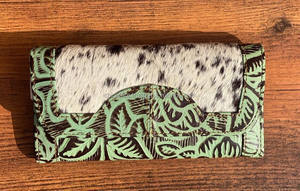 Nuevo estilo de mujer piel de vaca tallado cuero embrague diseño hecho a mano teléfono llevar monederos gran oferta estampado en relieve carteras de moda - Product Image 3