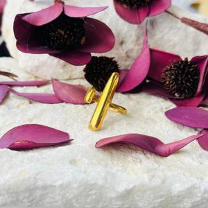 Geometric Bullet <b>ring</b> 18k Gold plated Brass <b>ring</b> Spike <b>Open</b> Modern <b>ring</b> for women - Product Image 4