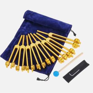 ชุดส้อมเสียงจักระใหม่เอี่ยม 7 จักระ+1 OM สำหรับบำบัดด้วยเสียง พร้อมค้อน - Product Image 1