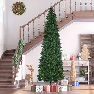 Albero di Natale Artificiale a Forma di Matita da 2,7 m, Apertura Automatica con Base in Acciaio e Aghi di Pino, Pieghevole per Decorazioni Natalizie da Interni - Product Image 2