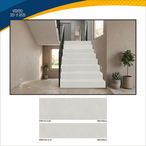 Abordable Antidérapant Mat Glacé Vitrifié Corps Complet Porcelaine Marchepied Riser Carreaux 300x1200mm Gris Escalier - Product Image 2