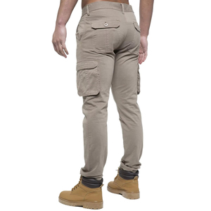 Men's Khaki Cargo Pants High Waist Multiple Pockets Workwear Style Canvas Material Breathable Straight Fit Spring Wear - Product Image 4