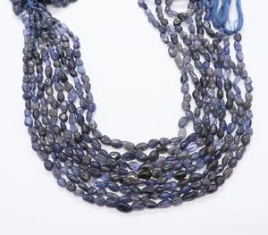 Perles de pierre gemme d'iolite naturelle, lisses, en forme de pépite et roulées irrégulières, 5x7-6x9MM, vente en gros, 5 brins de 13 pouces - Product Image 6